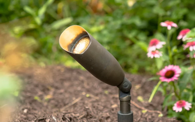 Outdoor Bullet Lights with flowers